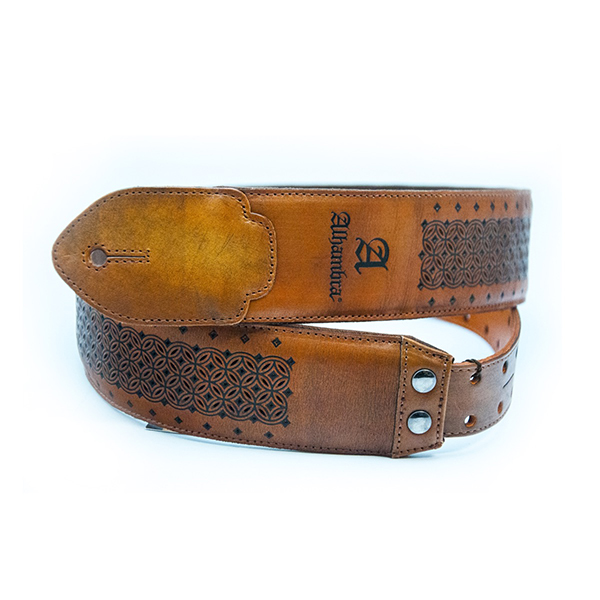 Фото Ремень для гитары, кожа, вырезанный узор, Alhambra 9.516