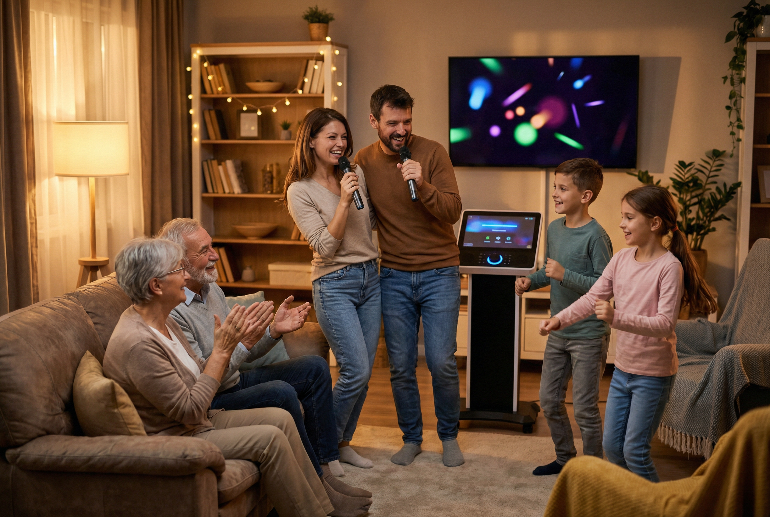 Семейное караоке дома - три поколения вместе