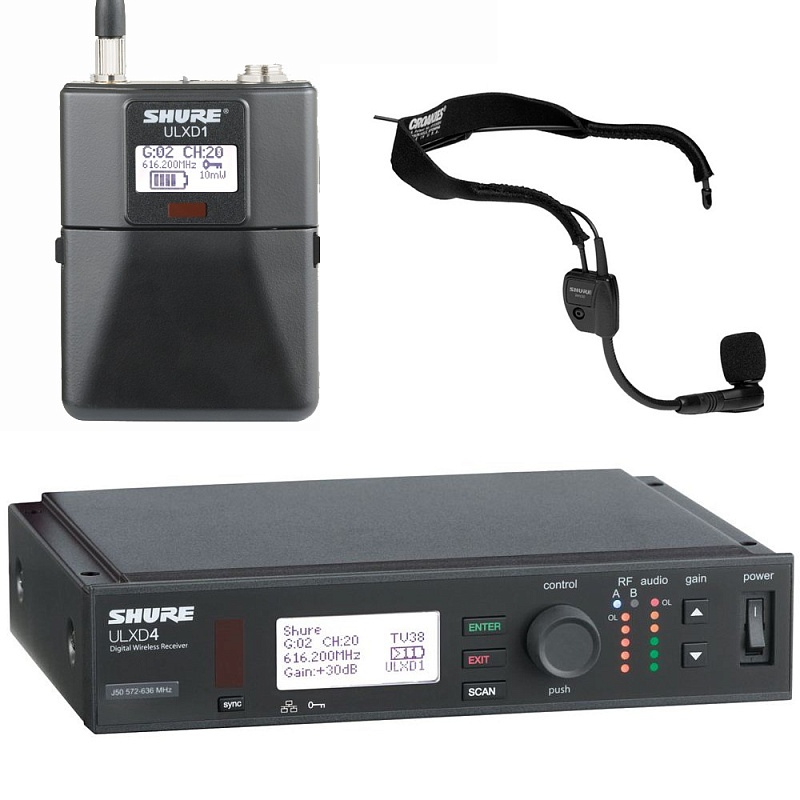Фото SHURE ULXD14E/SM35-K51 606-670 MHz цифровая инструментальная радиосистема с портативным передатчиком ULXD1 и головным микрофоном