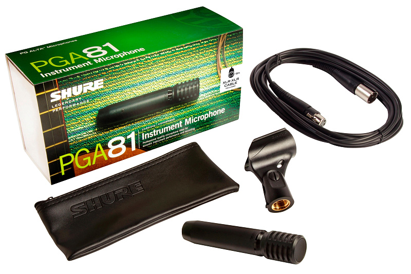 Фото SHURE PGA81-XLR кардиоидный конденсаторный инструментальный микрофон c выключателем, с кабелем XLR -XLR